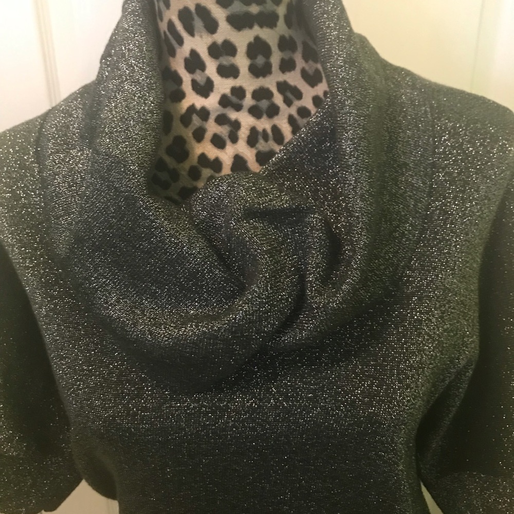 NWT-Dark silver special occasion cowl neck blouse.